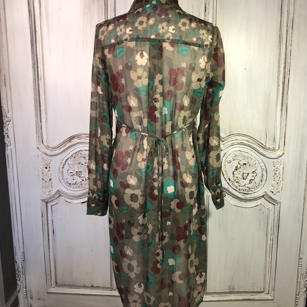 L’Amour by Nanette Lepore Sheer Long Sleeve Button Down Dress S/M - Picture 8 of 14